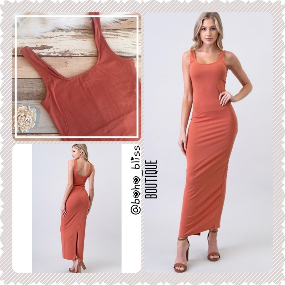 Solid Sleeveless Long Maxi Dress NEW pink peach